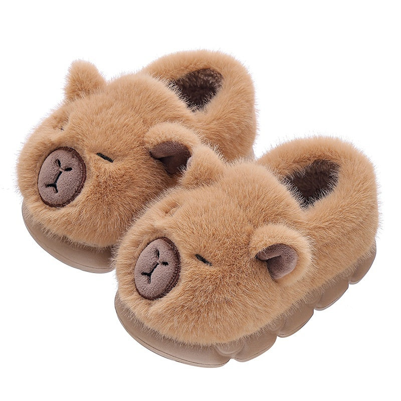 Cute Bear Plush Kids Slippers – Warm Winter Indoor Shoes