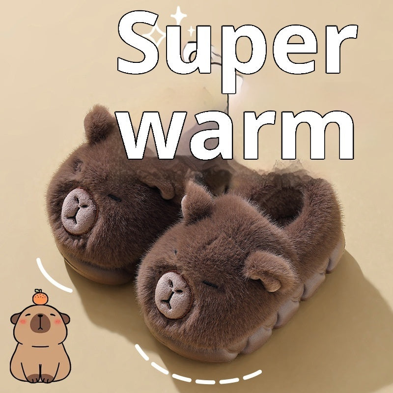 Cute Bear Plush Kids Slippers – Warm Winter Indoor Shoes