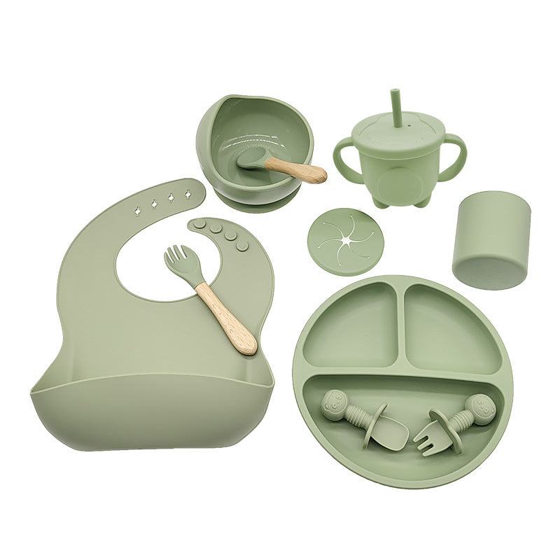 Premium Silicone Baby Feeding Set – Suction Plate, Bowl, Bib & Cup (6-Piece)