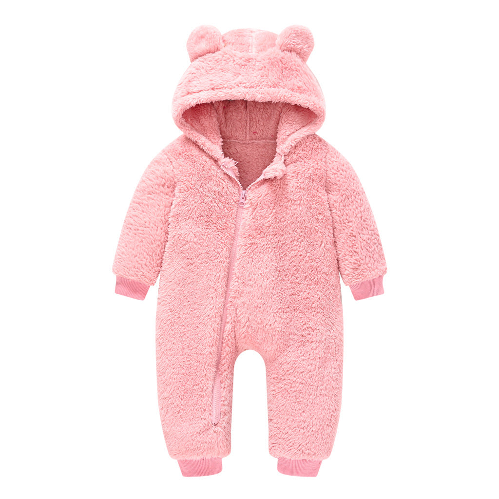 Baby Bear Fleece Jumpsuit – Warm Winter Hoodie Rompe