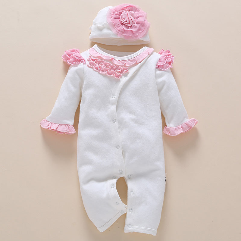 Baby Girl Romper Jumpsuit with Hat – Cute Newborn Outfit