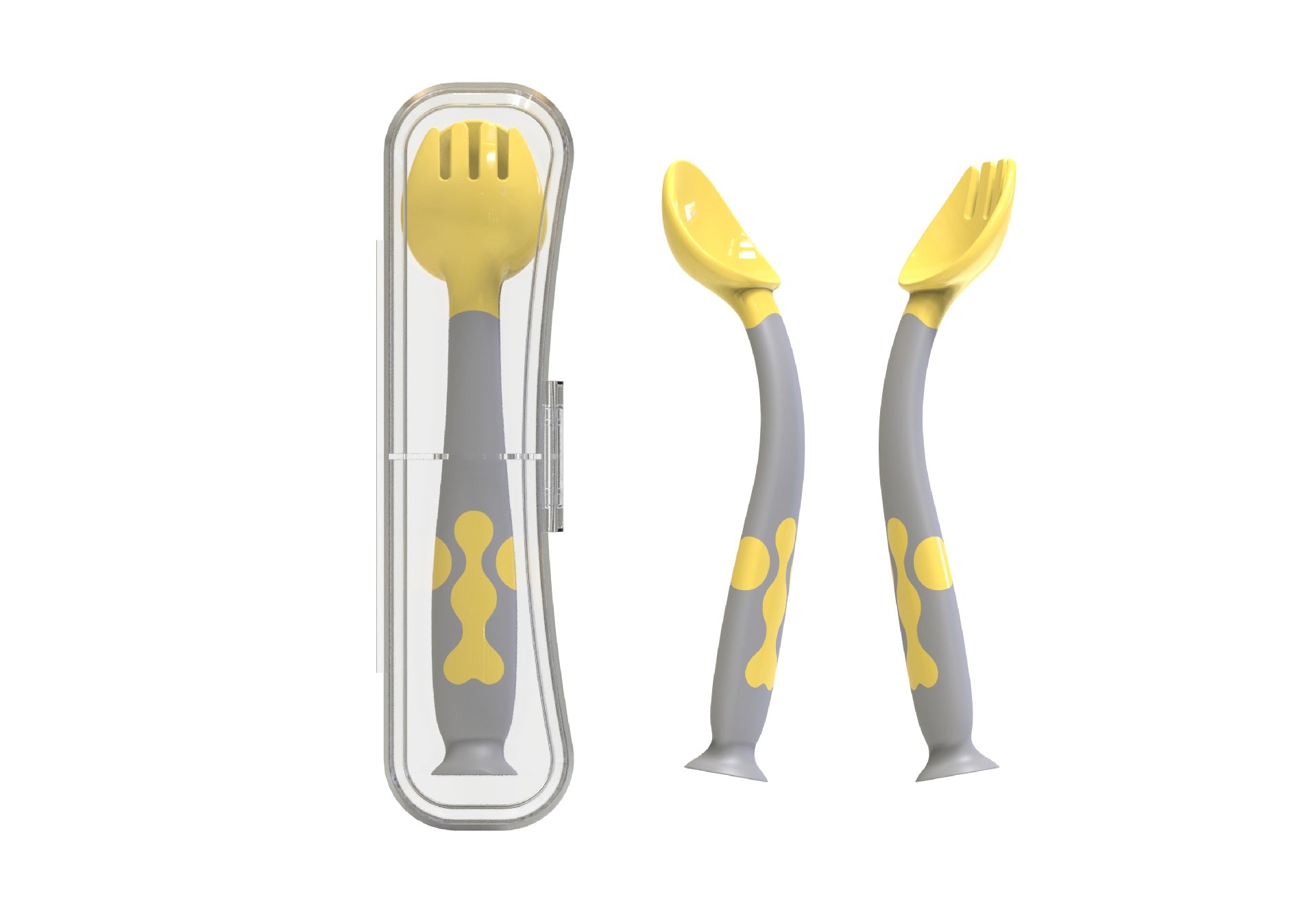 Suction Stand Baby Training Spoon & Fork Set – Hygienic Self-Feeding Utensils