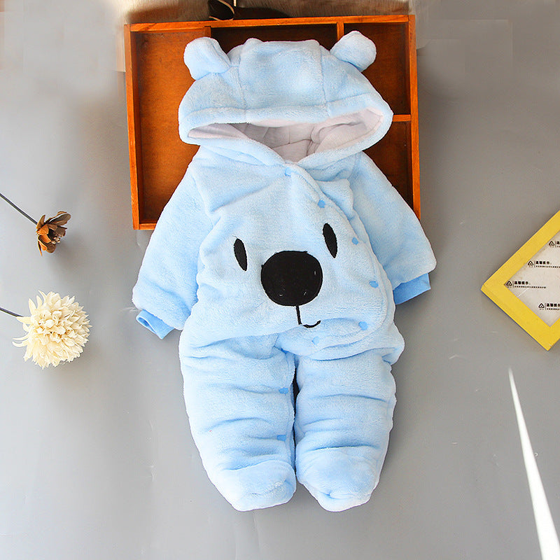 Baby Bear Hooded Fleece Romper – Warm Winter Jumpsuit