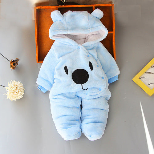 Baby Bear Hooded Fleece Romper – Warm Winter Jumpsuit