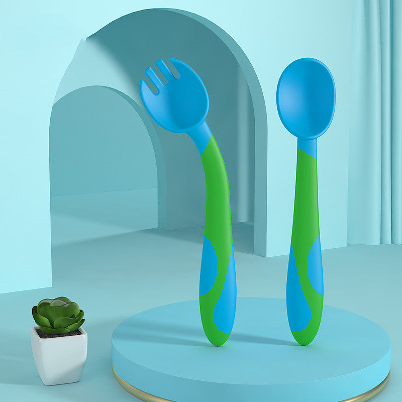 Baby Training Spoon & Fork Set – Bendable Self-Feeding Utensils for Toddlers