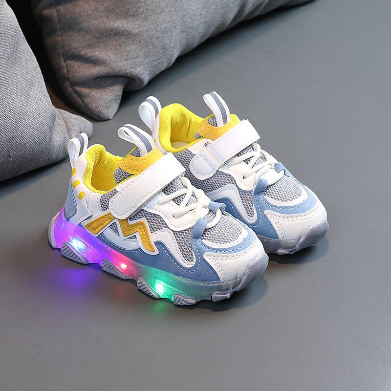Kids LED Light Sneakers – Breathable Mesh Velcro Shoes