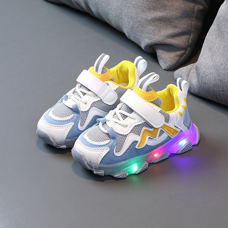 Kids LED Light Sneakers – Breathable Mesh Velcro Shoes