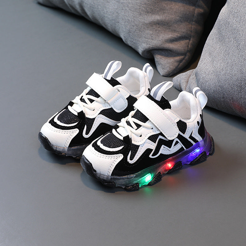 Kids LED Light Sneakers – Breathable Mesh Velcro Shoes