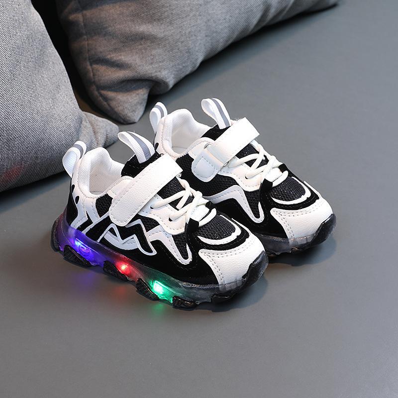 Kids LED Light Sneakers – Breathable Mesh Velcro Shoes