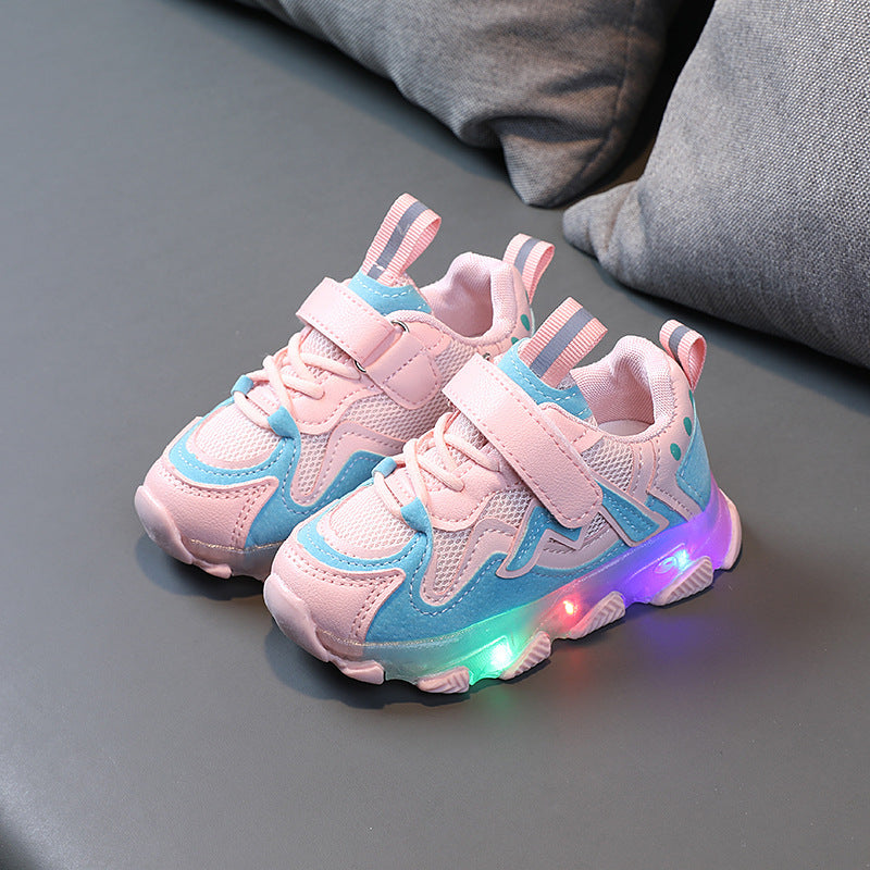 Kids LED Light Sneakers – Breathable Mesh Velcro Shoes