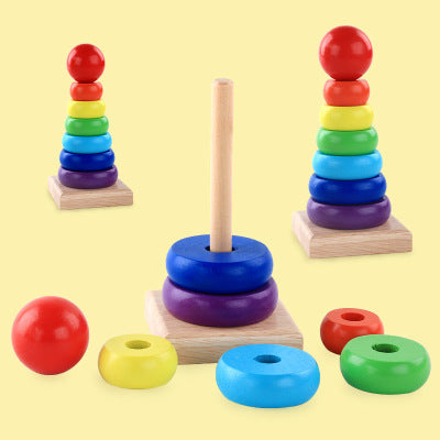 Montessori Rainbow Stacking Tower – Wooden Educational Toy