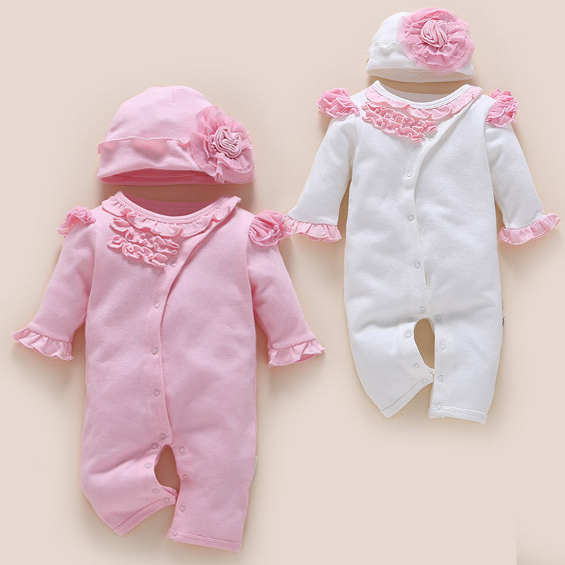 Baby Girl Romper Jumpsuit with Hat – Cute Newborn Outfit
