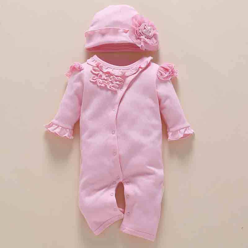 Baby Girl Romper Jumpsuit with Hat – Cute Newborn Outfit