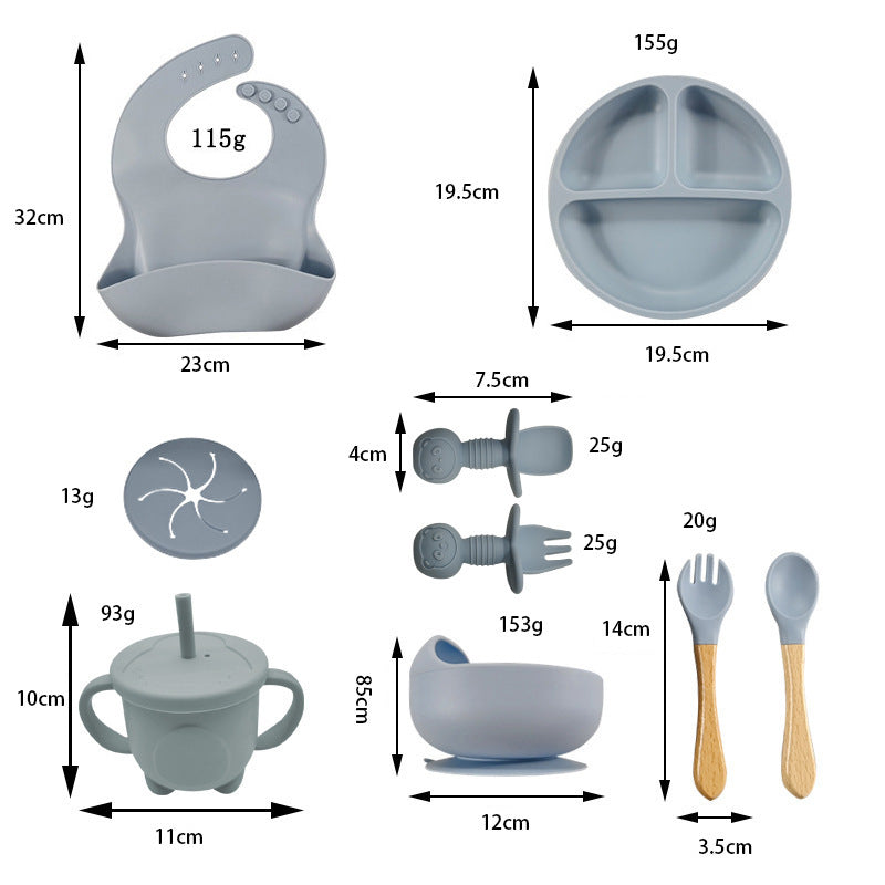 Premium Silicone Baby Feeding Set – Suction Plate, Bowl, Bib & Cup (6-Piece)