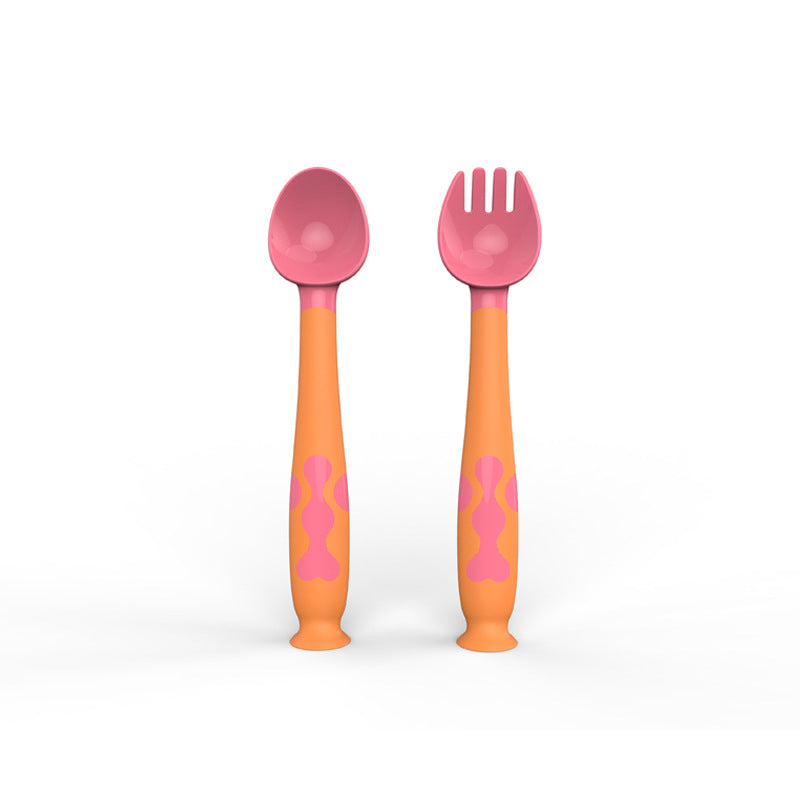 Suction Stand Baby Training Spoon & Fork Set – Hygienic Self-Feeding Utensils