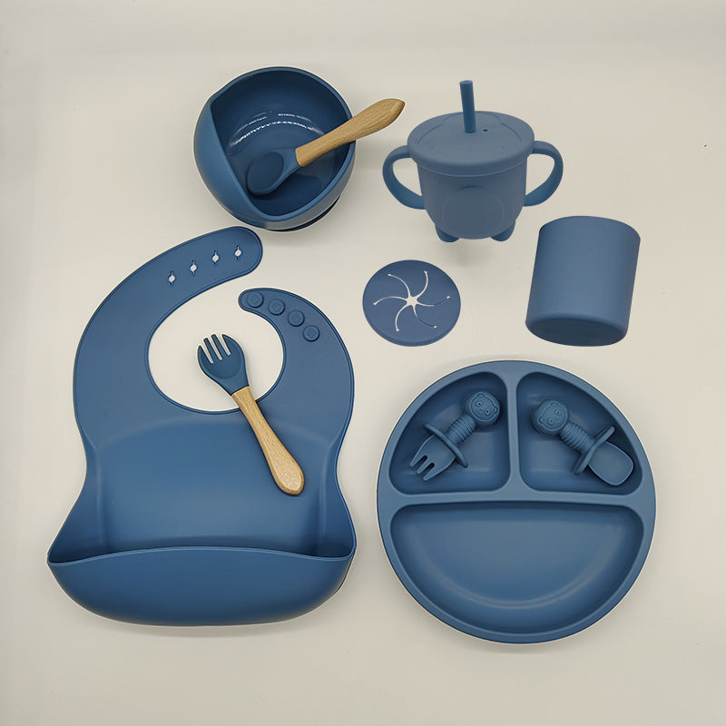 Premium Silicone Baby Feeding Set – Suction Plate, Bowl, Bib & Cup (6-Piece)