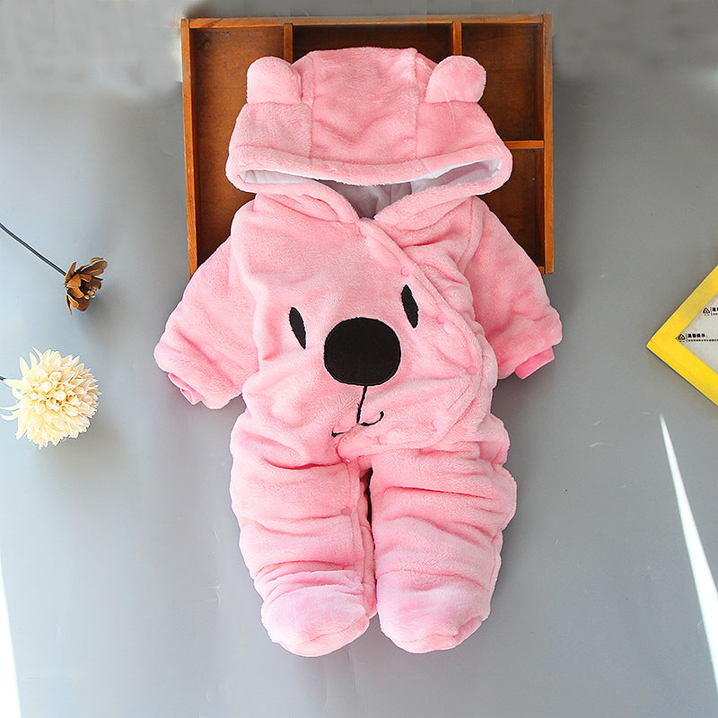 Baby Bear Hooded Fleece Romper – Warm Winter Jumpsuit