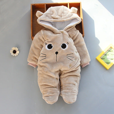 Baby Bear Hooded Fleece Romper – Warm Winter Jumpsuit