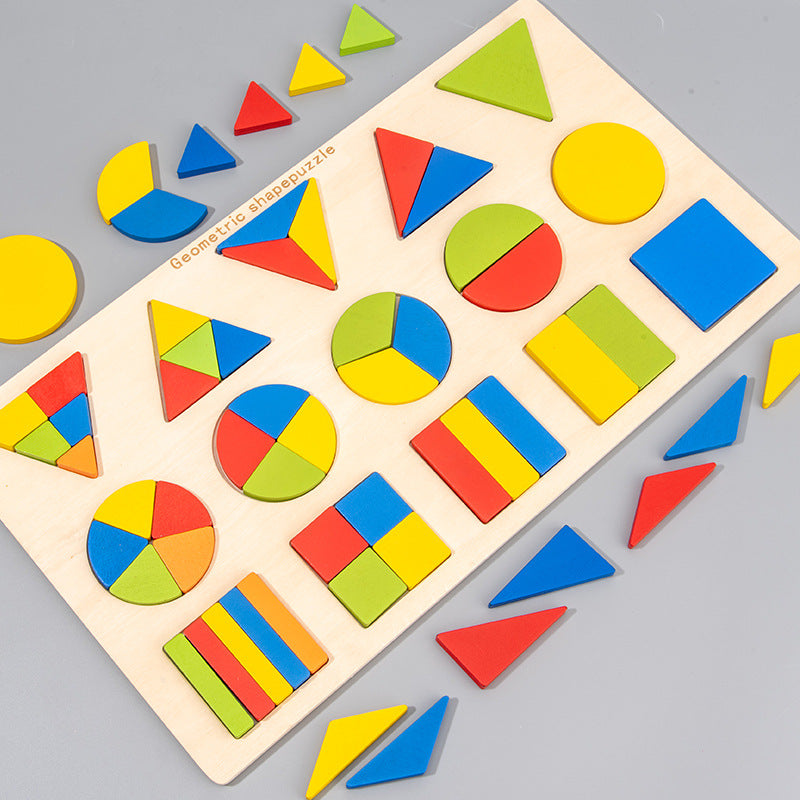 Montessori Geometry Puzzle Board – Wooden Shape Learning Toy