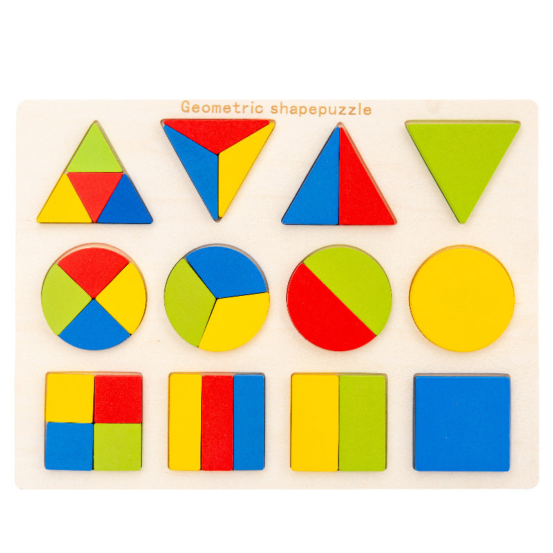 Montessori Geometry Puzzle Board – Wooden Shape Learning Toy