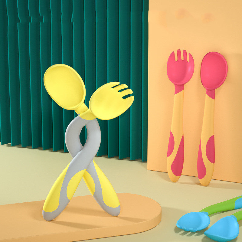 Baby Training Spoon & Fork Set – Bendable Self-Feeding Utensils for Toddlers