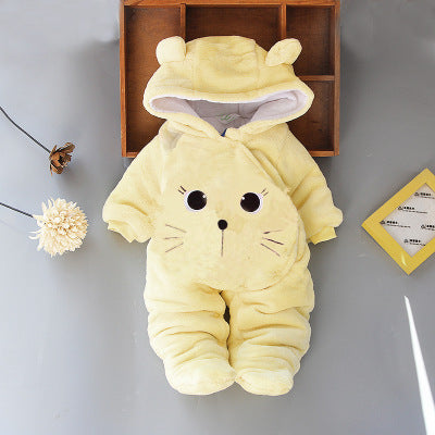 Baby Bear Hooded Fleece Romper – Warm Winter Jumpsuit