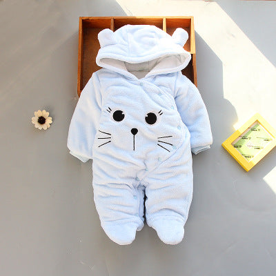 Baby Bear Hooded Fleece Romper – Warm Winter Jumpsuit
