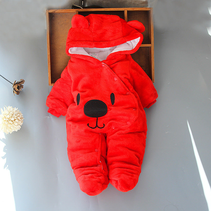 Baby Bear Hooded Fleece Romper – Warm Winter Jumpsuit