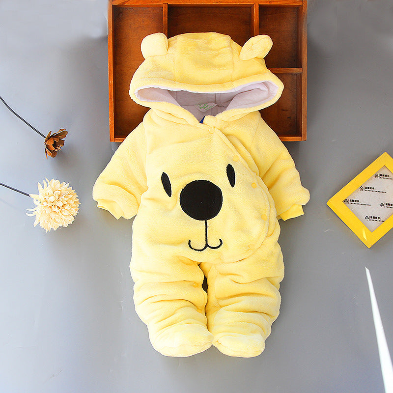 Baby Bear Hooded Fleece Romper – Warm Winter Jumpsuit
