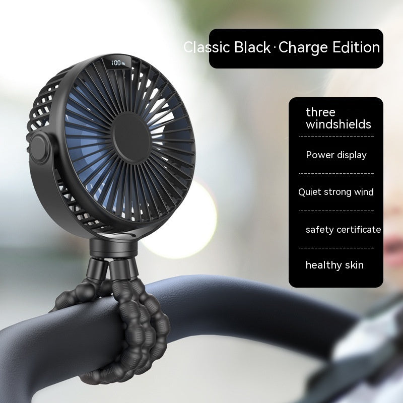 Portable Baby Stroller Fan – Rechargeable Clip-On Cooling Fan with Flexible Tripod Legs