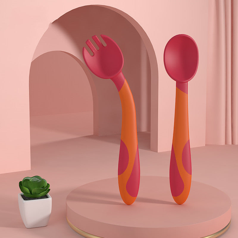 Baby Training Spoon & Fork Set – Bendable Self-Feeding Utensils for Toddlers