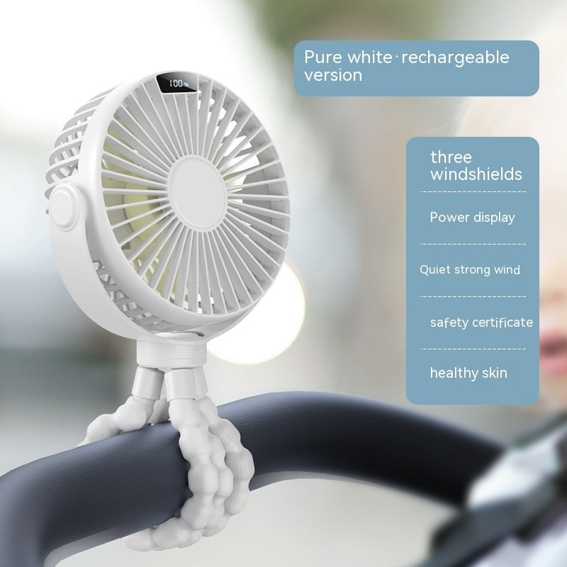 Portable Baby Stroller Fan – Rechargeable Clip-On Cooling Fan with Flexible Tripod Legs