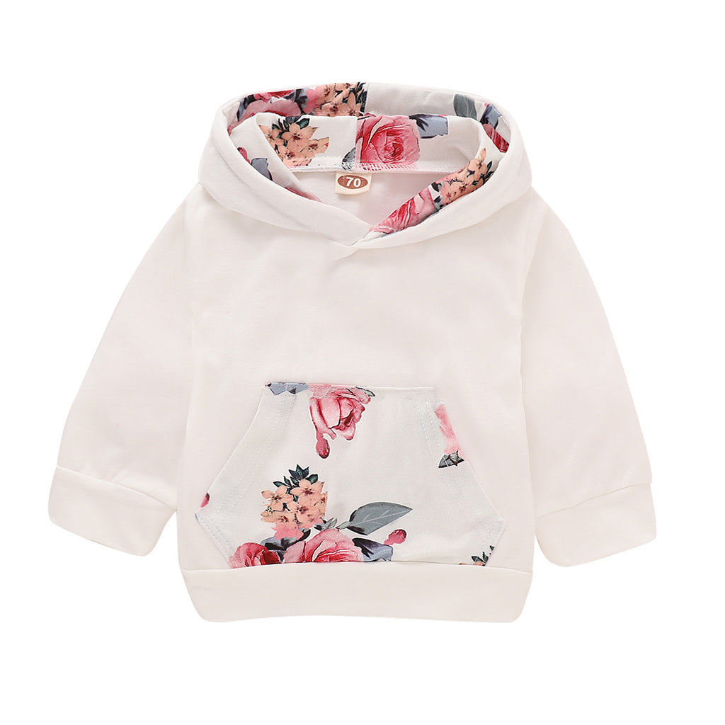 Floral Baby Girl Hoodie Outfit Set – Cute 3 Piece Set
