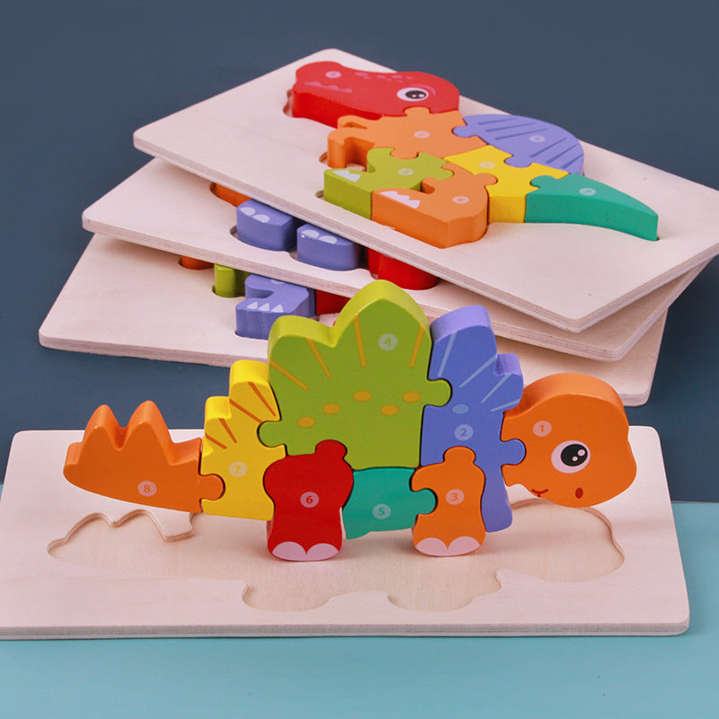 Montessori Wooden Dinosaur Puzzle – Educational Learning Toy for Toddlers (1–4 Years)