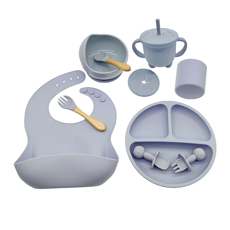 Premium Silicone Baby Feeding Set – Suction Plate, Bowl, Bib & Cup (6-Piece)