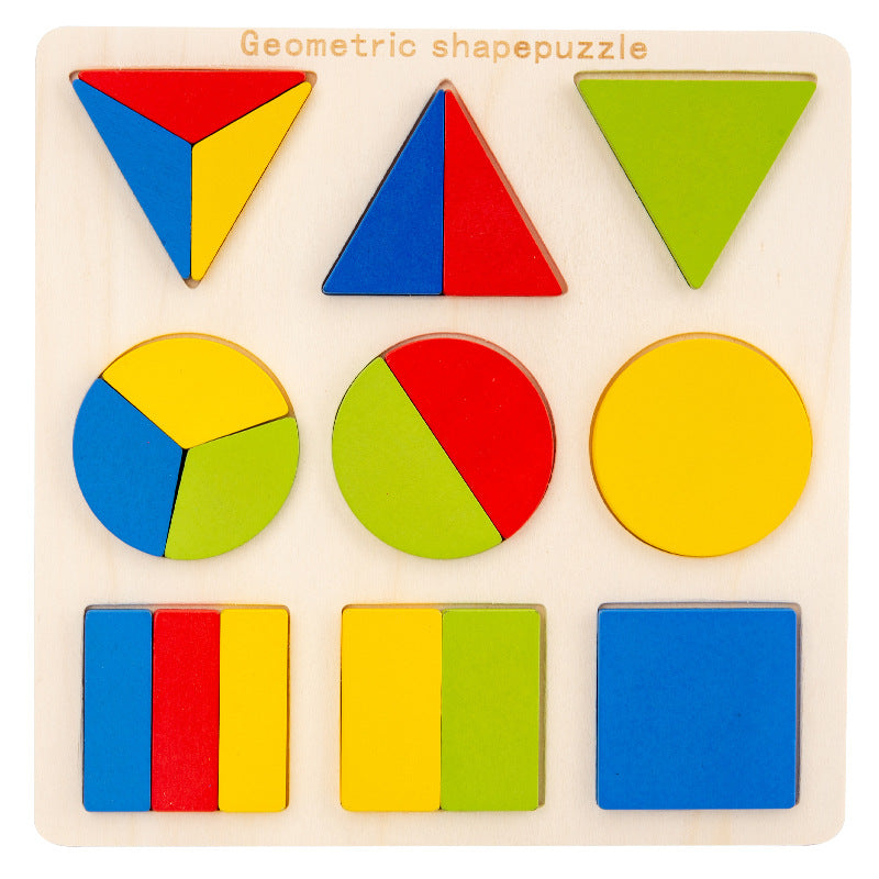 Montessori Geometry Puzzle Board – Wooden Shape Learning Toy