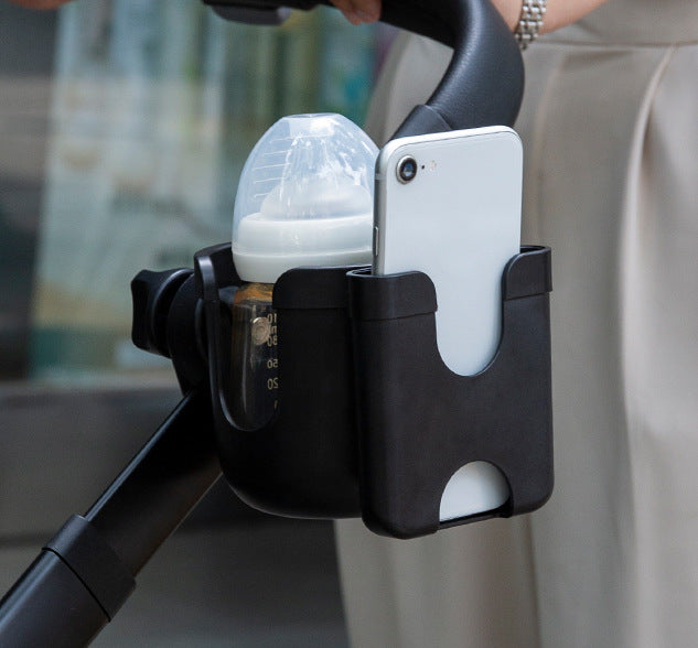 2-in-1 Universal Stroller Cup & Phone Holder – Adjustable Baby Stroller Organizer