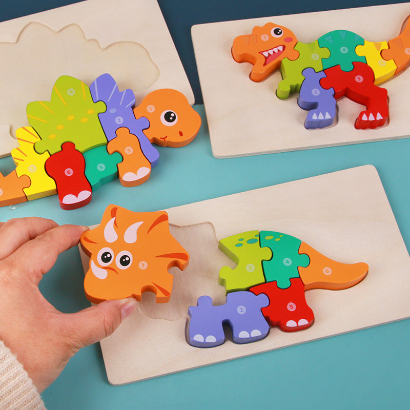 Montessori Wooden Dinosaur Puzzle – Educational Learning Toy for Toddlers (1–4 Years)