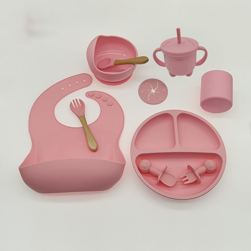 Premium Silicone Baby Feeding Set – Suction Plate, Bowl, Bib & Cup (6-Piece)