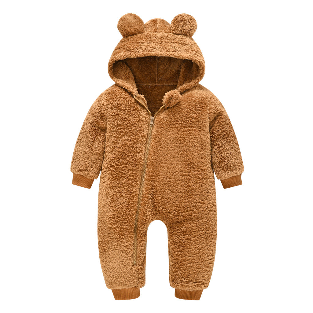 Baby Bear Fleece Jumpsuit – Warm Winter Hoodie Rompe