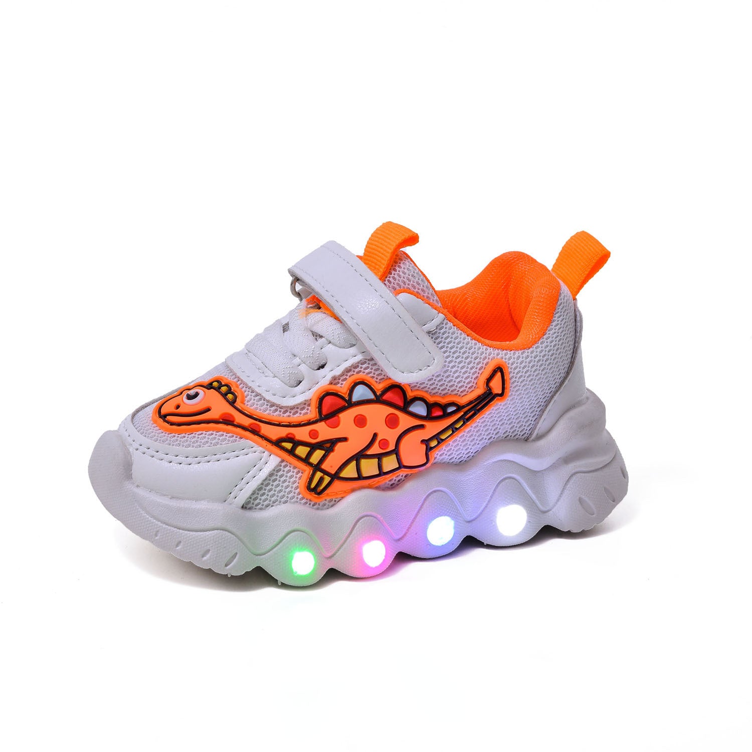 Dinosaur LED Light Sneakers – Kids Breathable Mesh Shoes