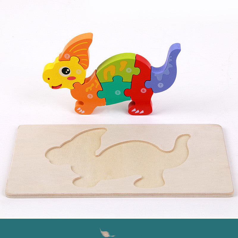 Montessori Wooden Dinosaur Puzzle – Educational Learning Toy for Toddlers (1–4 Years)
