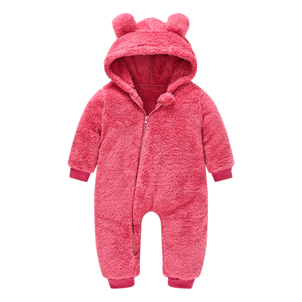 Baby Bear Fleece Jumpsuit – Warm Winter Hoodie Rompe