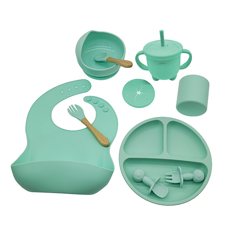 Premium Silicone Baby Feeding Set – Suction Plate, Bowl, Bib & Cup (6-Piece)