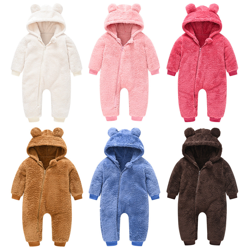 Baby Bear Fleece Jumpsuit – Warm Winter Hoodie Rompe