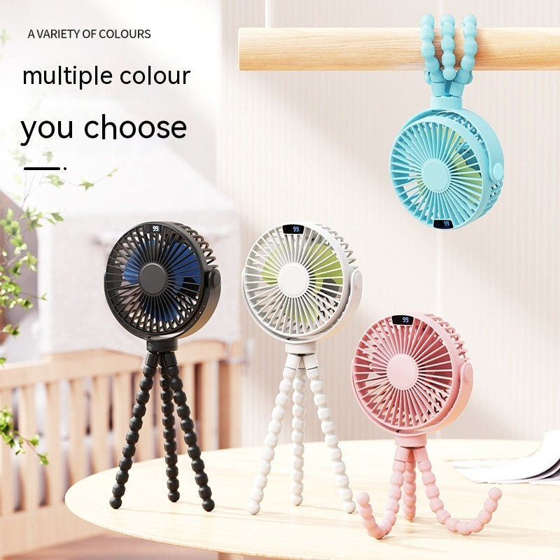 Portable Baby Stroller Fan – Rechargeable Clip-On Cooling Fan with Flexible Tripod Legs