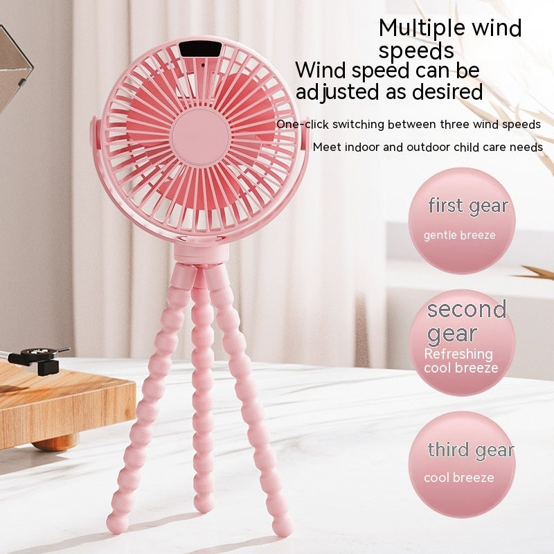 Portable Baby Stroller Fan – Rechargeable Clip-On Cooling Fan with Flexible Tripod Legs