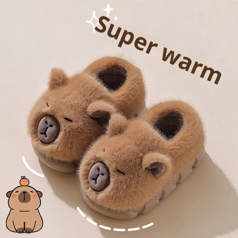 Cute Bear Plush Kids Slippers – Warm Winter Indoor Shoes
