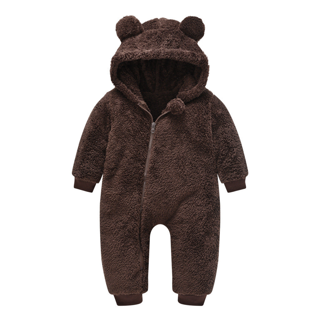 Baby Bear Fleece Jumpsuit – Warm Winter Hoodie Rompe